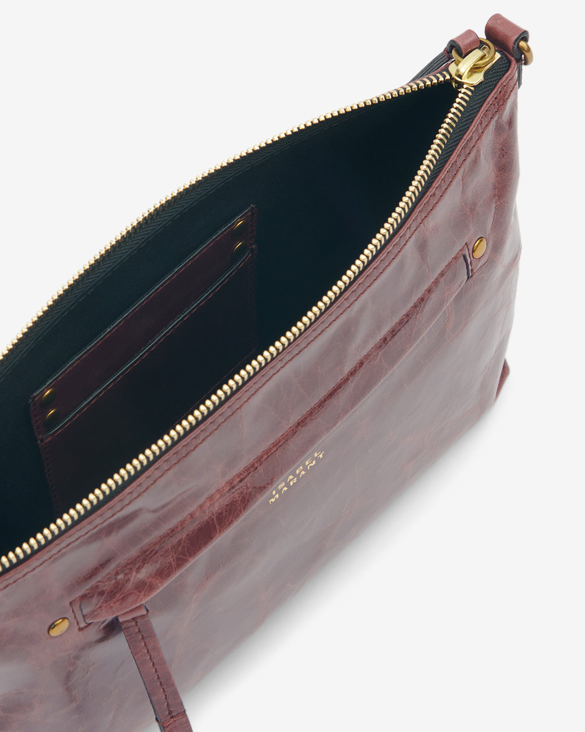 Nessah shiny leather shoulder bag - Grapefruit - Woman - 3