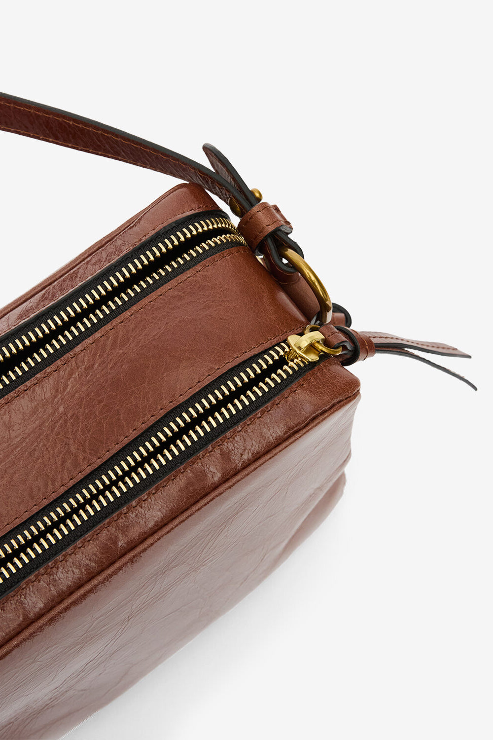 Bolso wardy camera de cuero suave brillante - Chocolate - Woman - 3