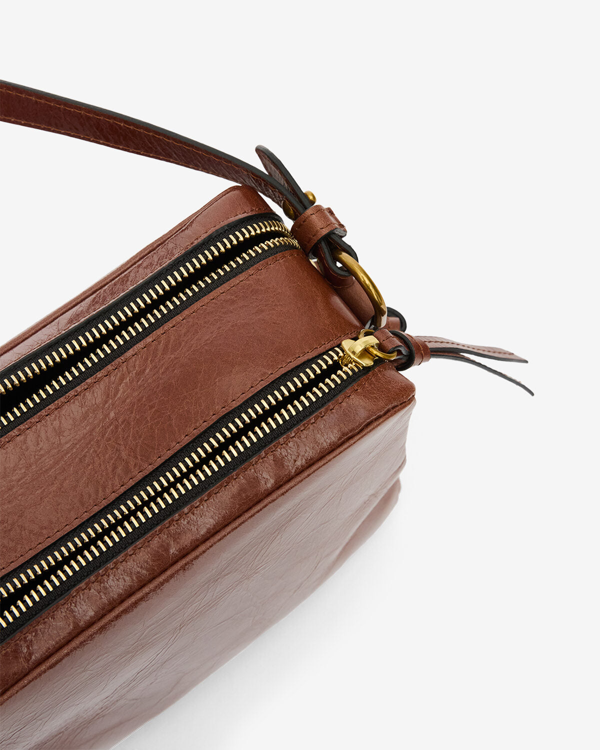 Bolso wardy camera de cuero suave brillante - Chocolate - Woman - 3