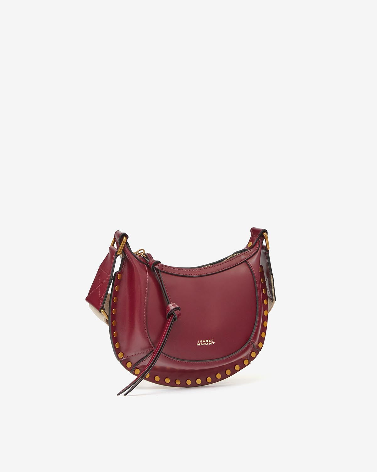 Mini moon shoulder bag in calfskin leather - Burgundy - Woman - 4