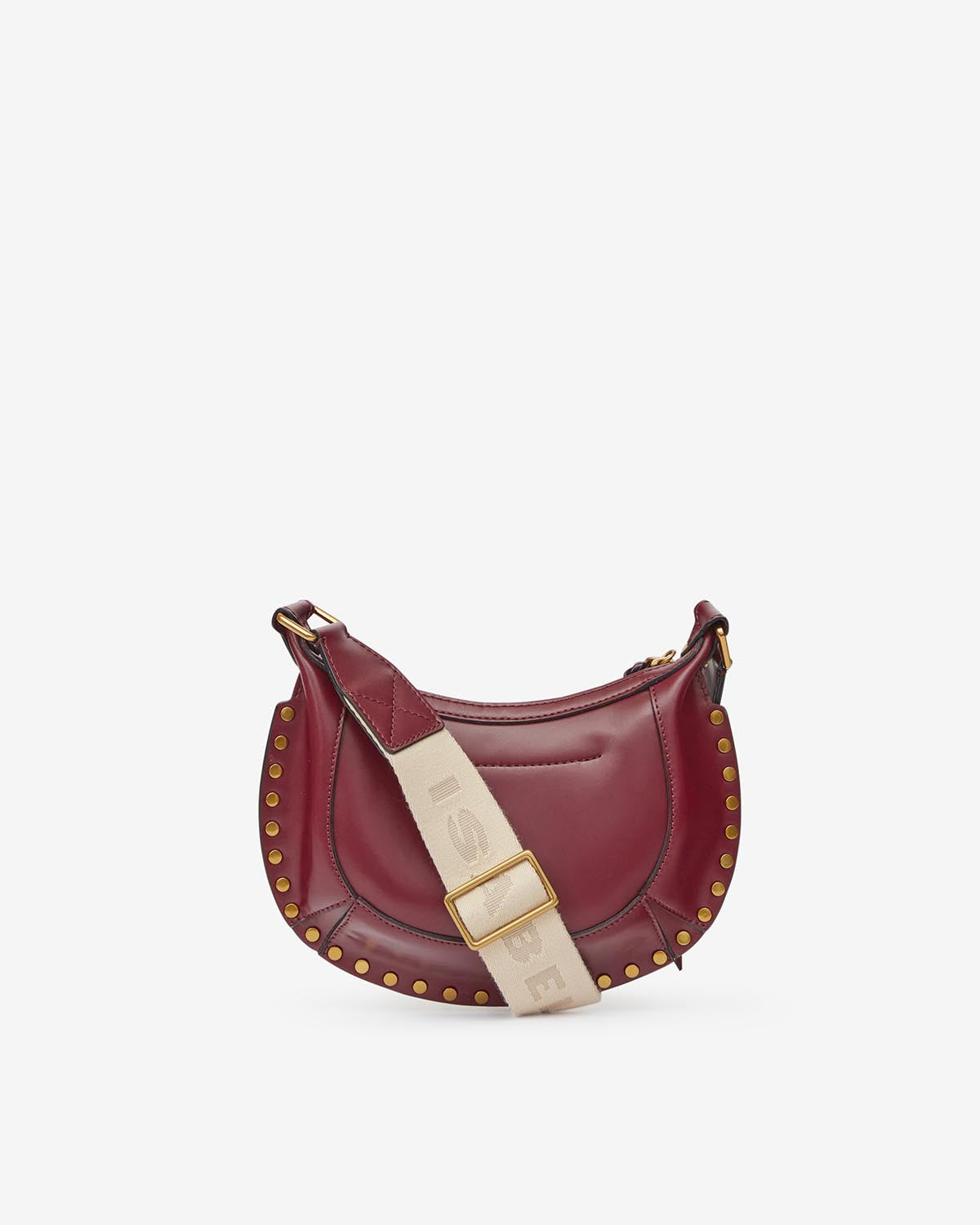 Mini moon shoulder bag in calfskin leather - Burgundy - Woman - 2