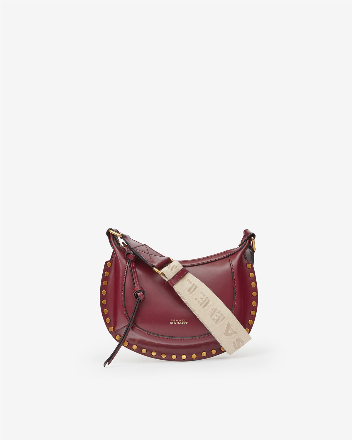 Mini moon shoulder bag in calfskin leather - Burgundy - Woman - 1