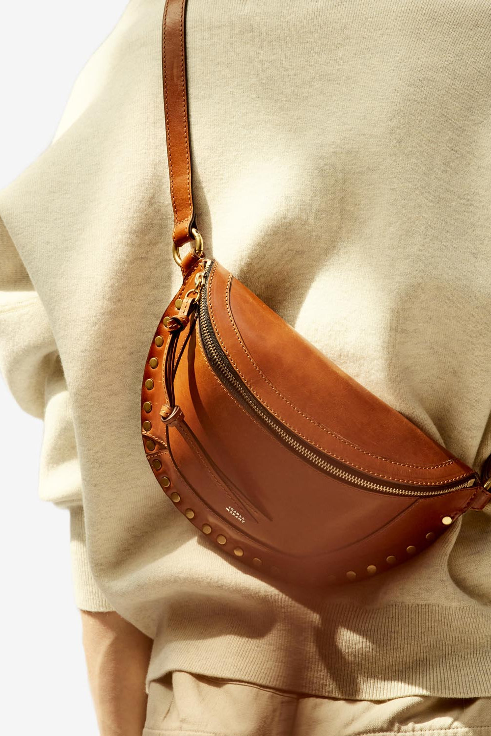 Sac banane en cuir de veau skano - Cognac - Woman - 2