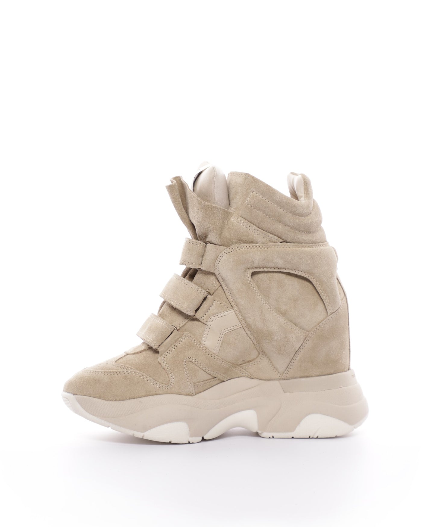 Hoher sneaker balskee aus kalbs-veloursleder mit keilabsatz - Beige - Woman - 5