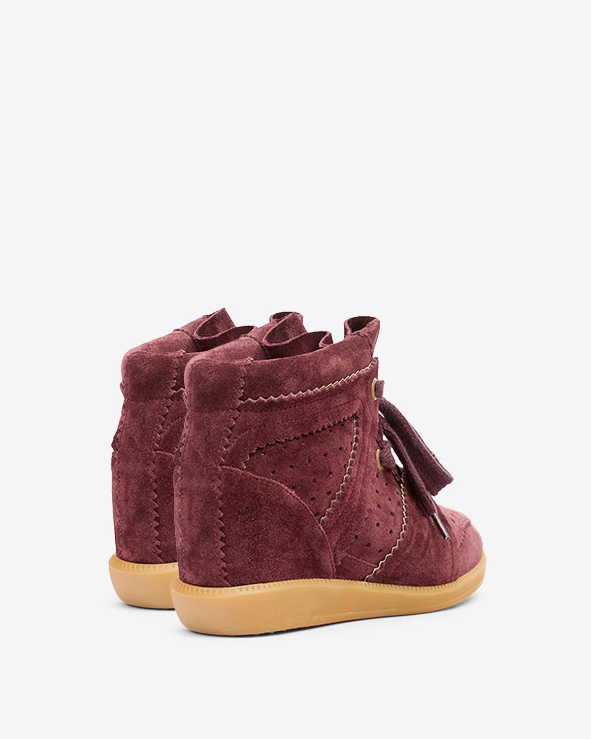 Zapatillas de piel de ante de becerro con cuña bobby - Plum - Woman - 2