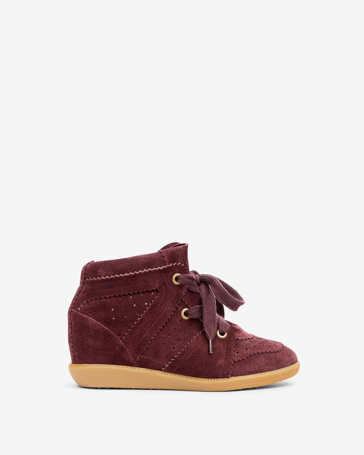 Zapatillas de piel de ante de becerro con cuña bobby - Plum - Woman - 1