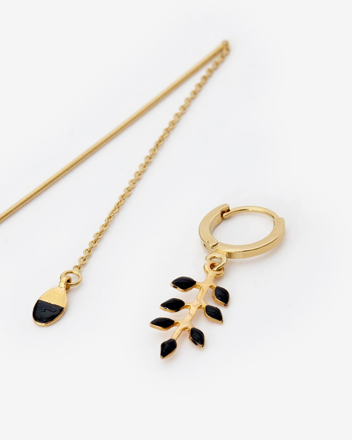 Casablanca gold-tone asymmetrical earrings - 검은색 - Woman - 2