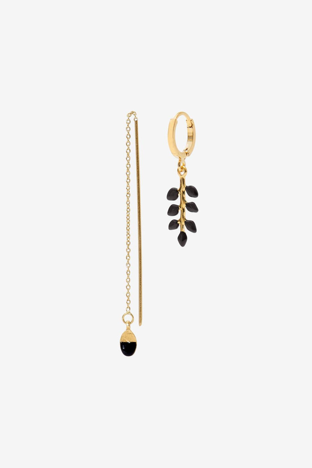 Casablanca gold-tone asymmetrical earrings - 검은색 - Woman - 1