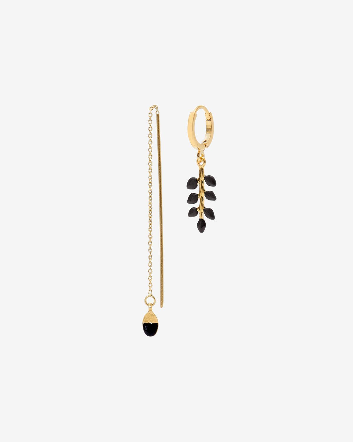 Casablanca gold-tone asymmetrical earrings - 검은색 - Woman - 1