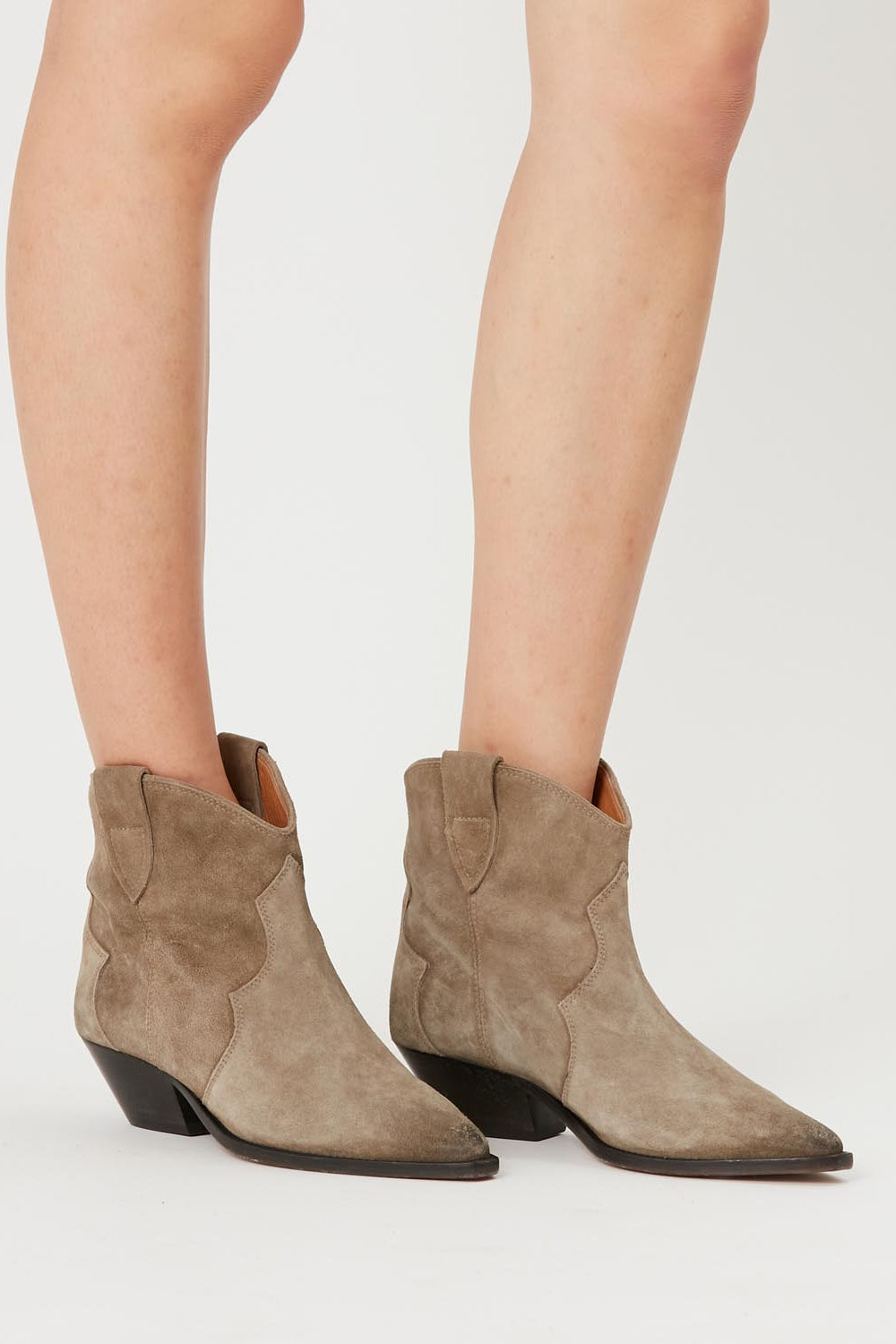Dewina suede calfskin leather cowboy boots - Taupe - Woman - 5