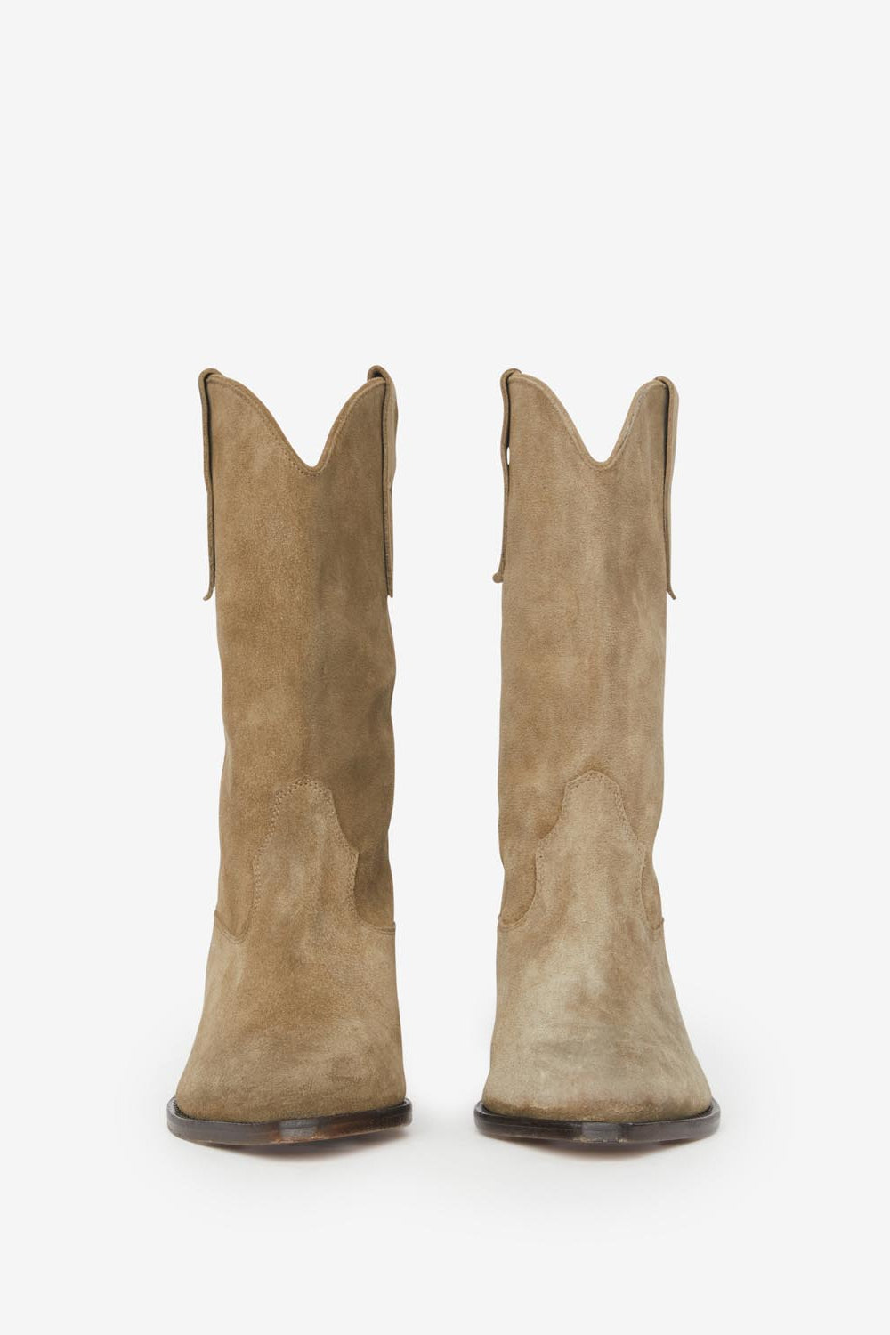 Duerto suede calfskin leather cowboy boots - Taupe - Woman - 4