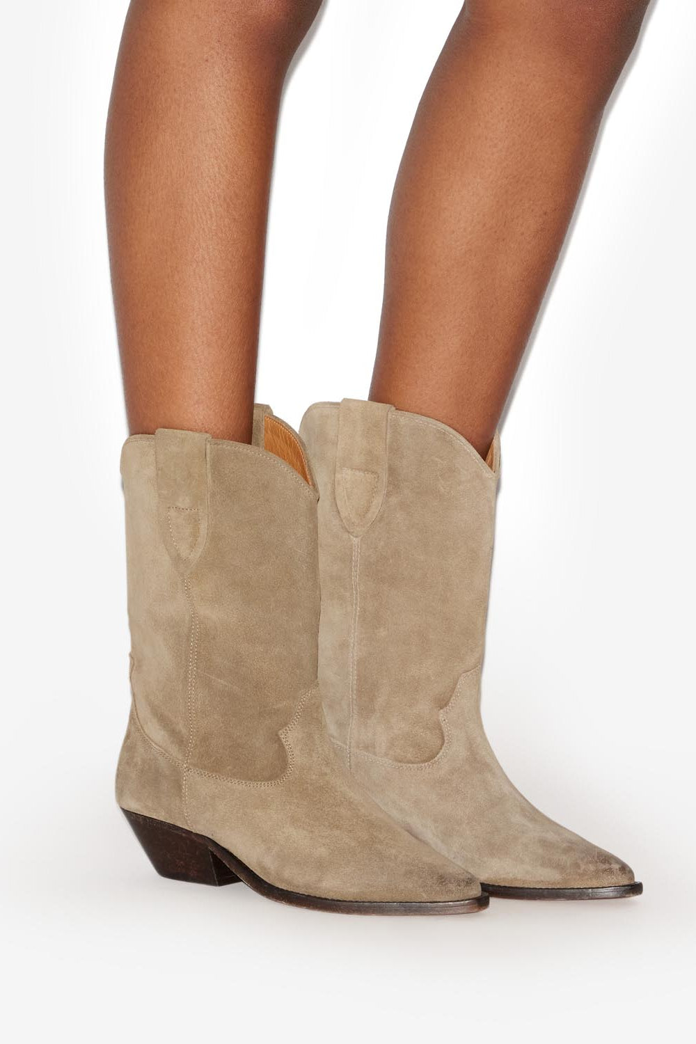 Duerto suede calfskin leather cowboy boots - Taupe - Woman - 5