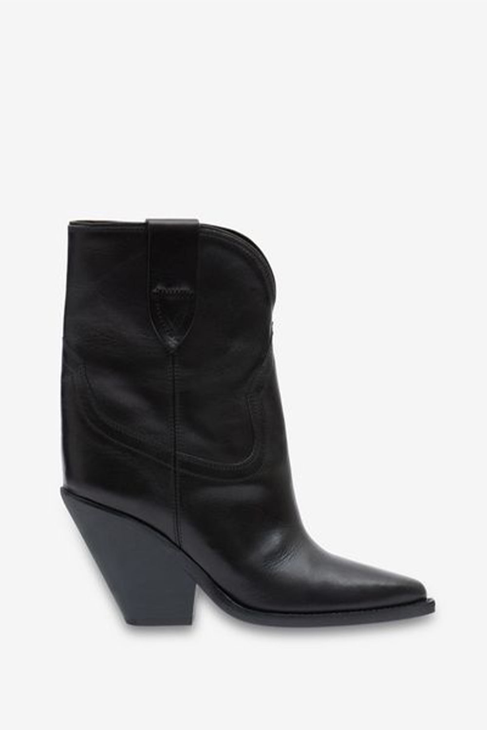 Botas tejanas bajas de cuero suave con tacón leyane - Negro - Woman - 1