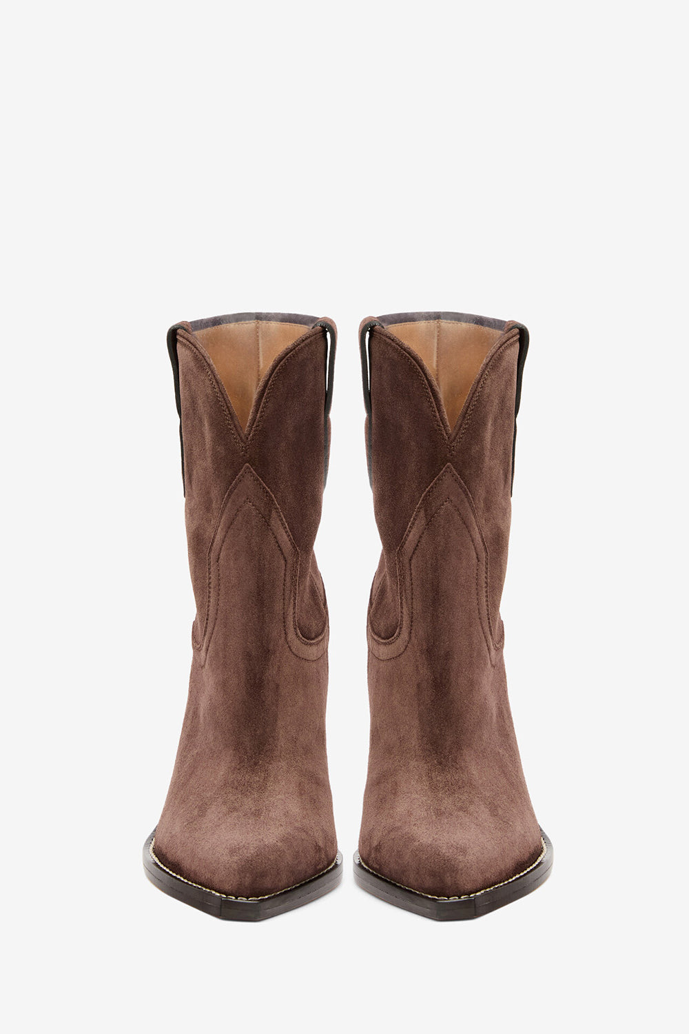 Leyane high-heeled suede calfskin leather cowboy boots - Chocolate - Woman - 4