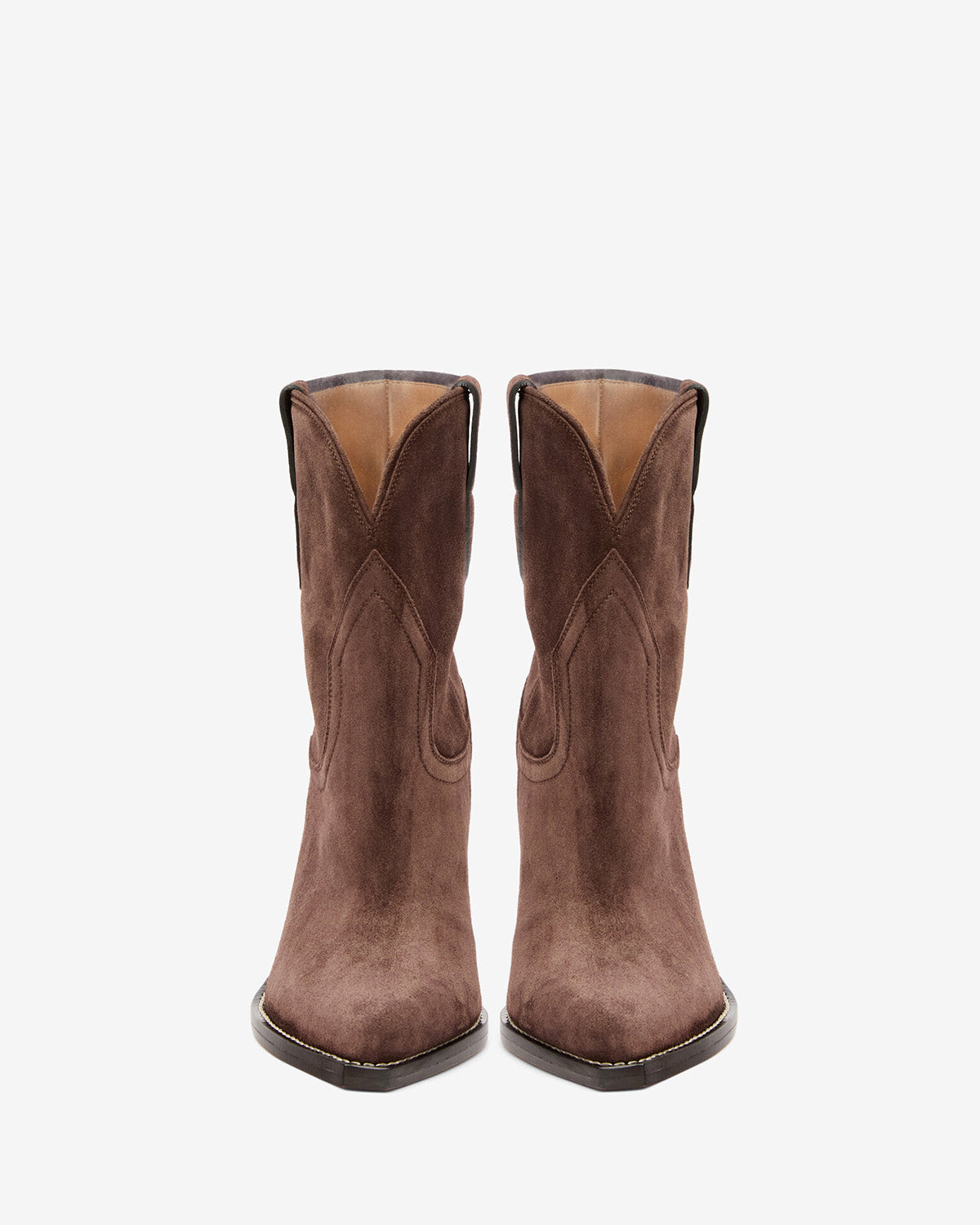 Leyane high-heeled suede calfskin leather cowboy boots - Chocolate - Woman - 4