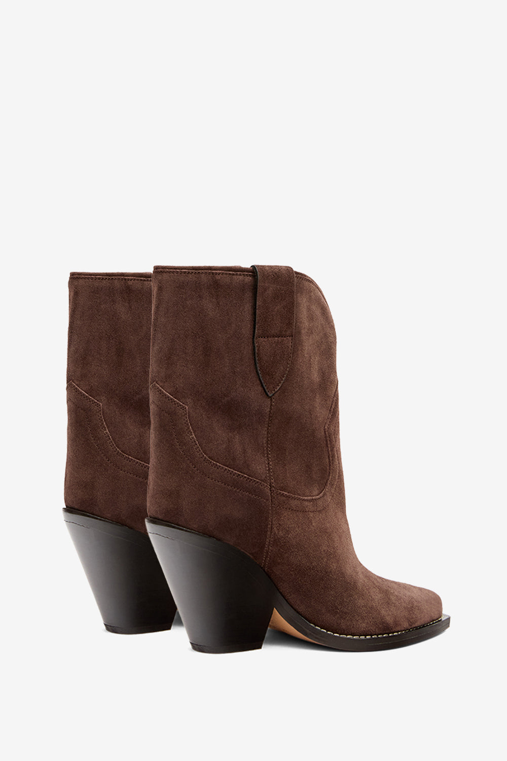 Leyane high-heeled suede calfskin leather cowboy boots - Chocolate - Woman - 2