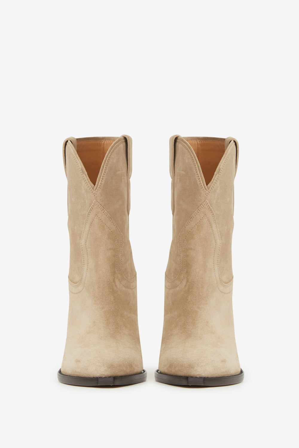 Leyane high-heeled suede calfskin leather cowboy boots - Light beige - Woman - 4