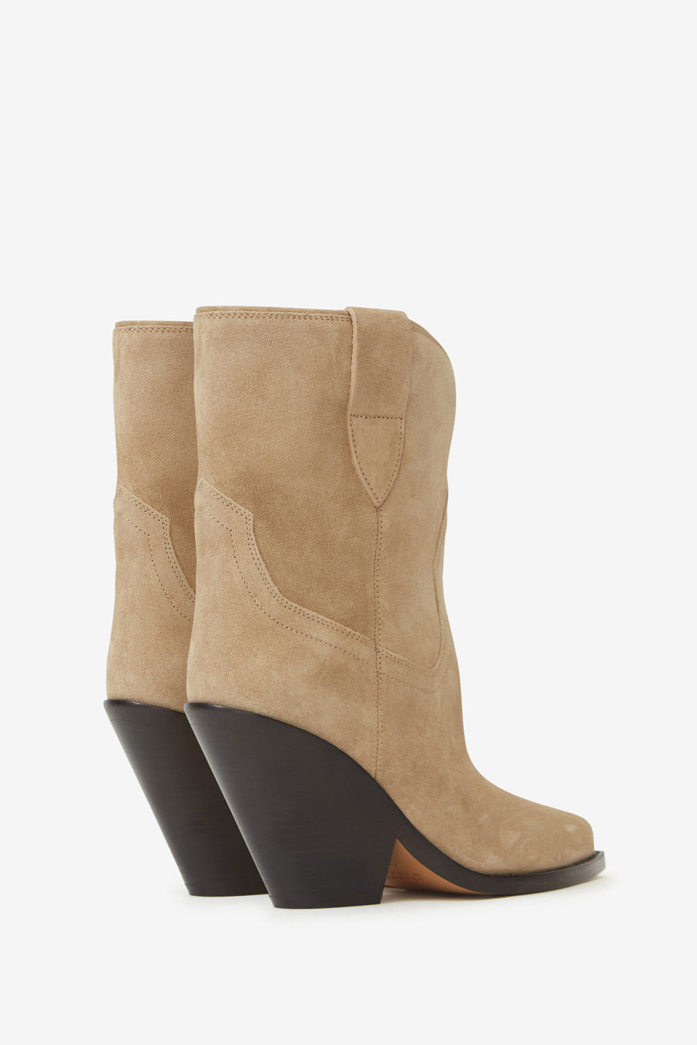 Leyane high-heeled suede calfskin leather cowboy boots - Light beige - Woman - 2