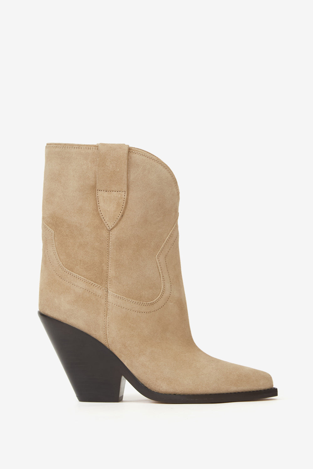 Leyane high-heeled suede calfskin leather cowboy boots - Light beige - Woman - 1