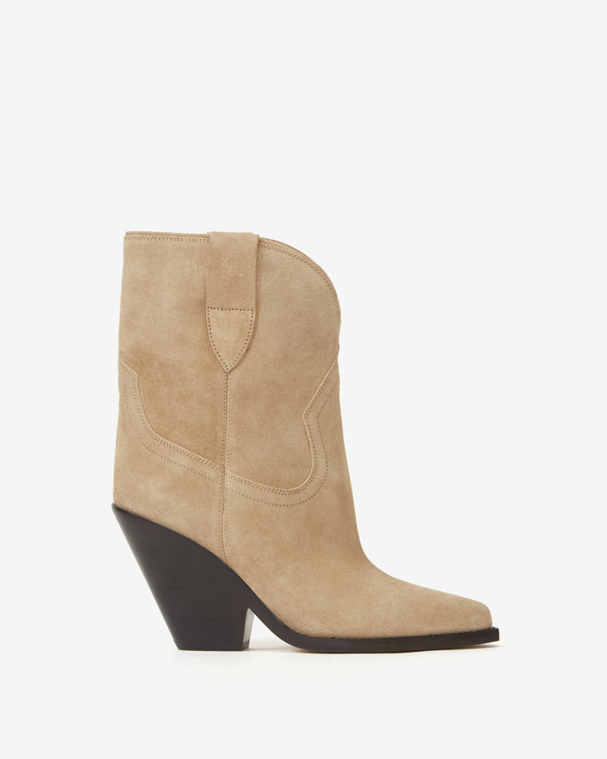 Botas tejanas bajas de piel de ante de becerro con tacón leyane - Light beige - Woman - 1