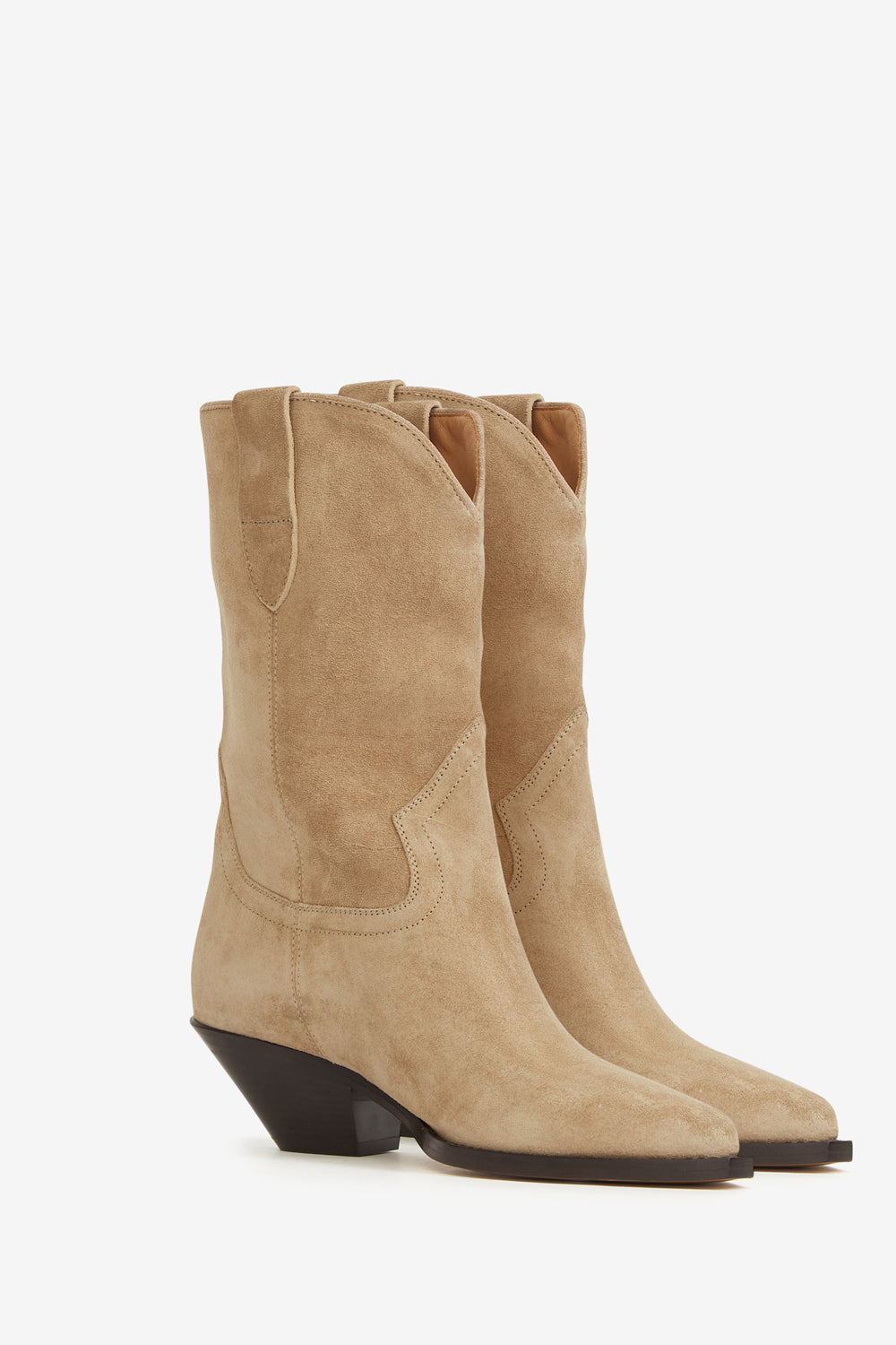 Bottes santiag dahope en cuir de veau velours  - Beige clair - Woman - 3