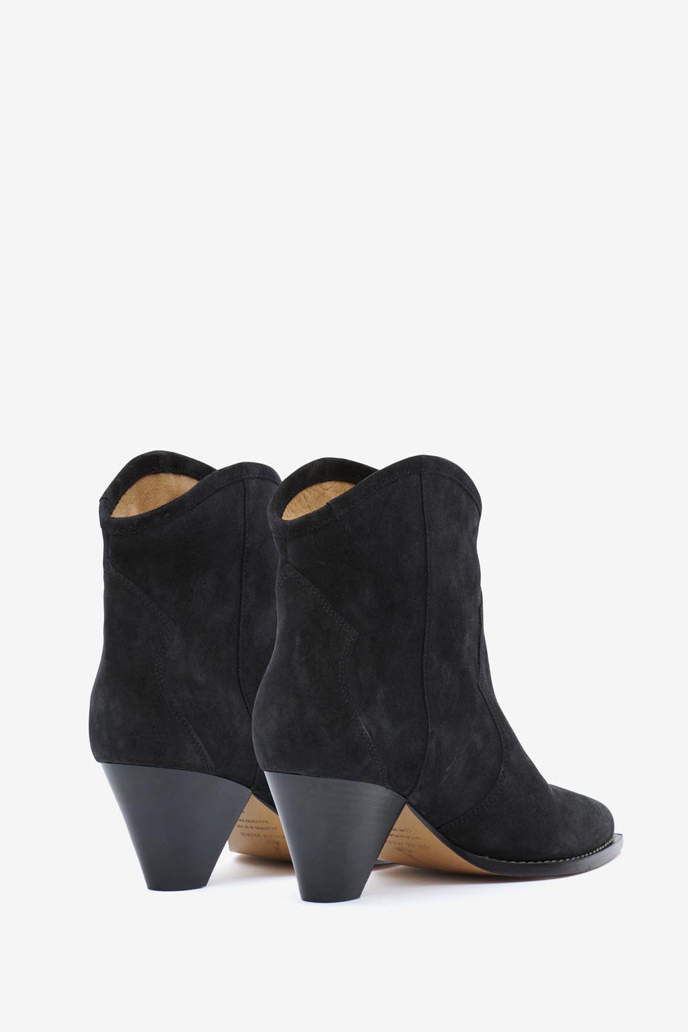 Botas tejanas bajas de piel de ante de becerro con tacón darizo - Negro lavado - Woman - 2