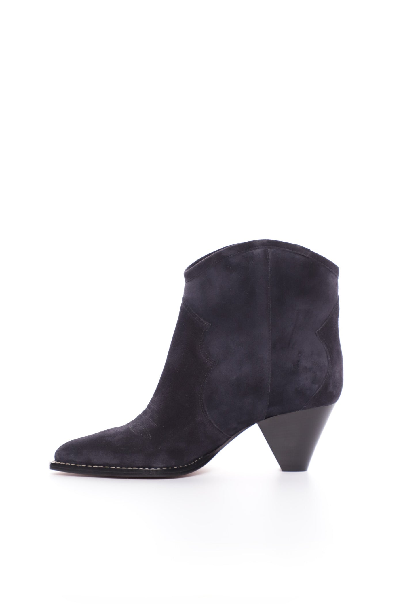 Botas tejanas bajas de piel de ante de becerro con tacón darizo - Negro lavado - Woman - 5