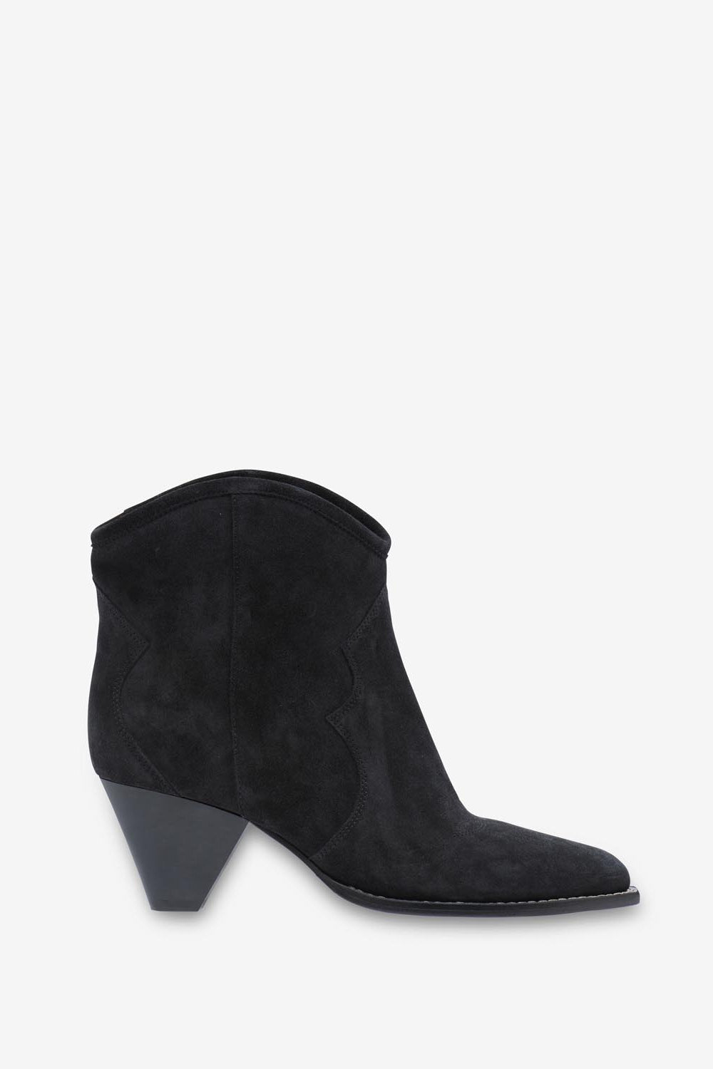 Botas tejanas bajas de piel de ante de becerro con tacón darizo - Negro lavado - Woman - 1