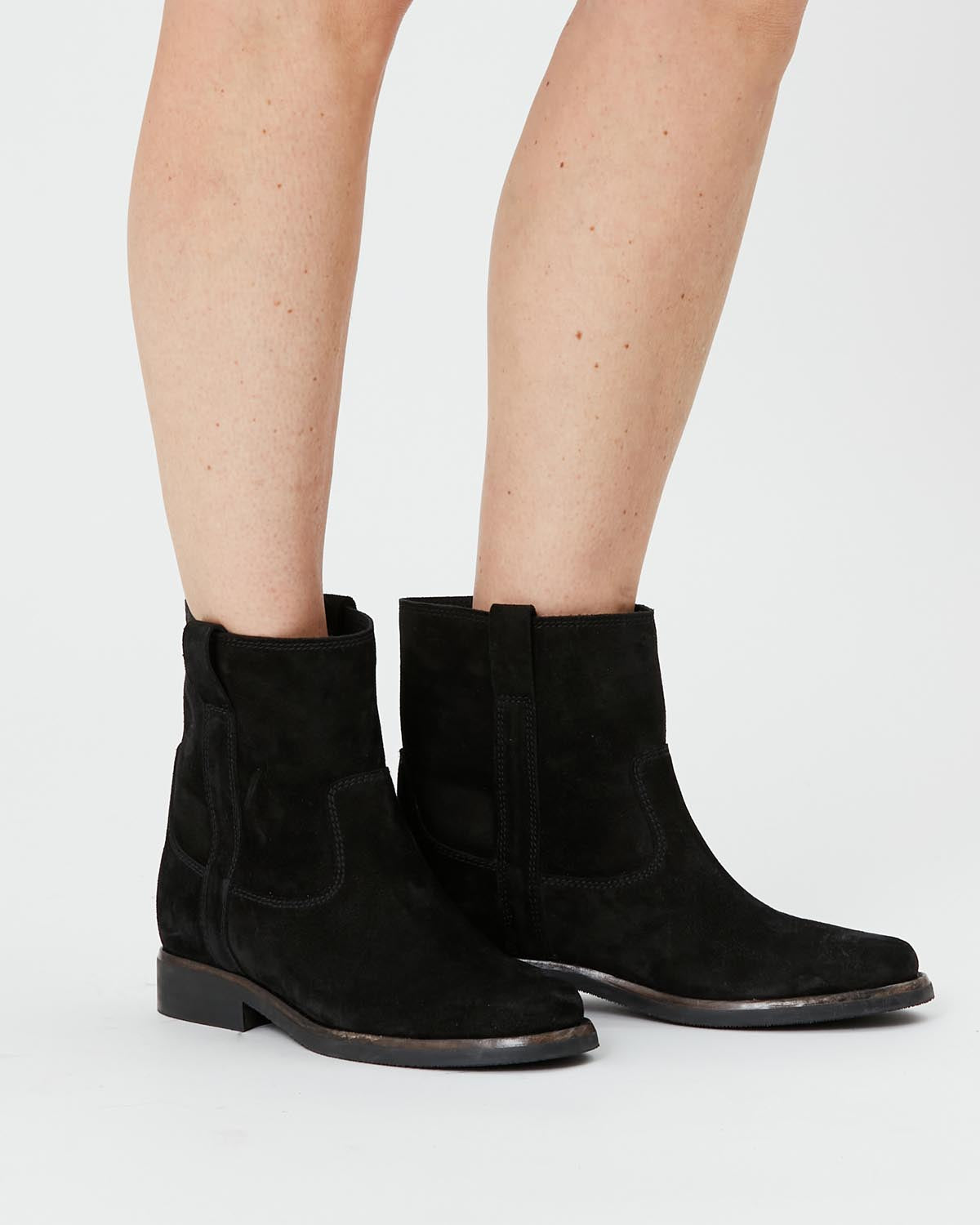 Shops low black suede boots