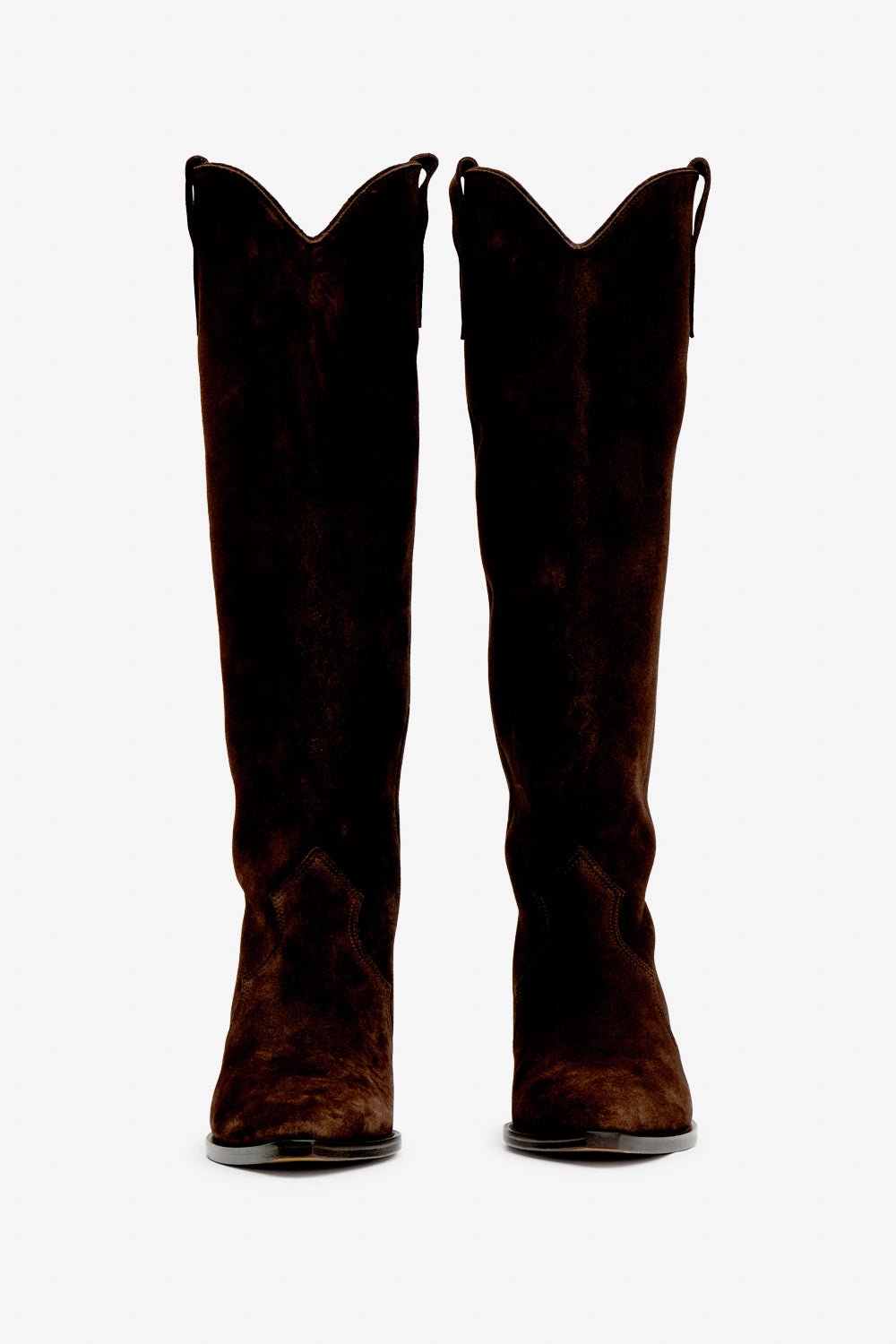 Botas de cowboy de gamuza de piel de becerro denvee - Chocolate - Woman - 4