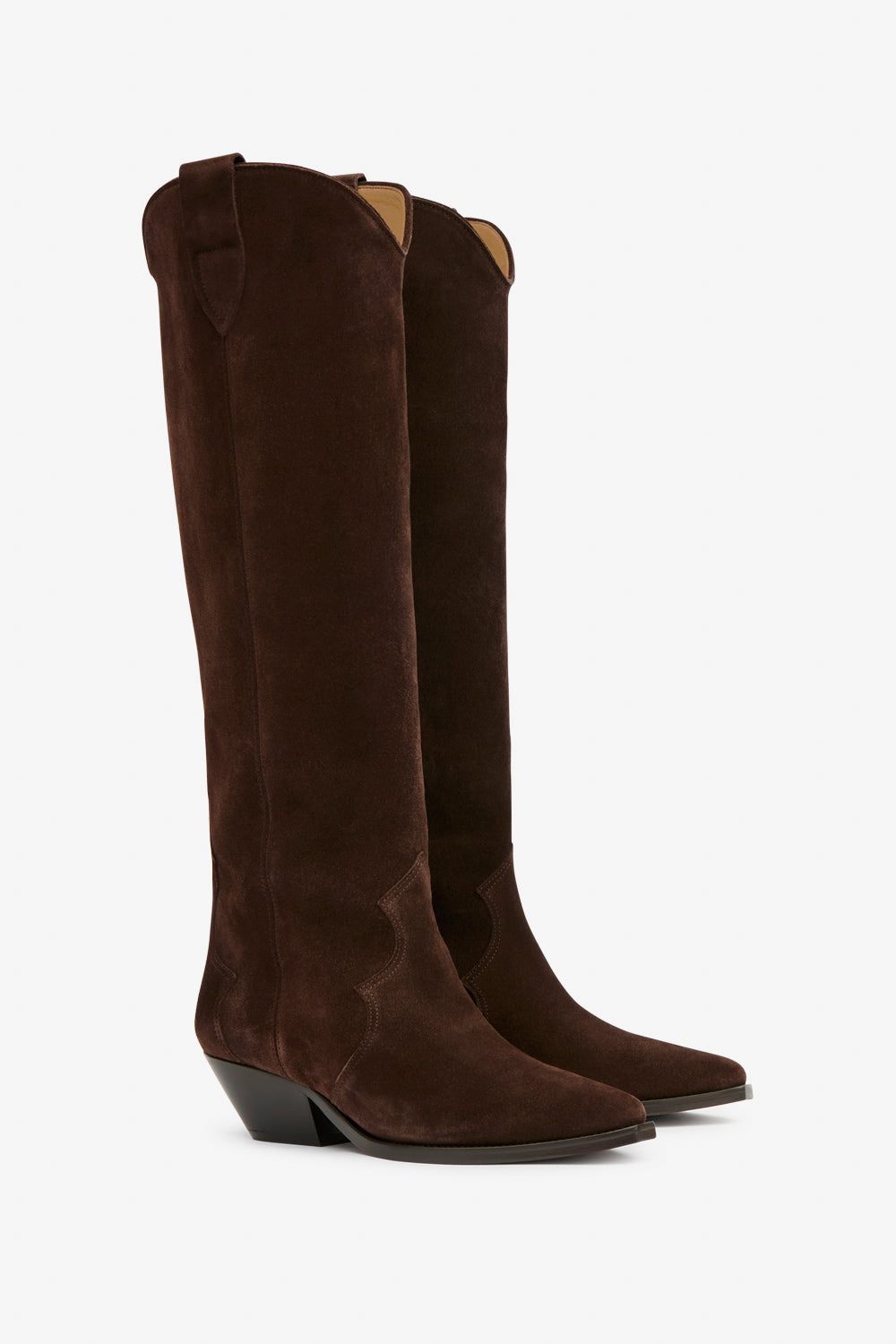 Botas de cowboy de gamuza de piel de becerro denvee - Chocolate - Woman - 3