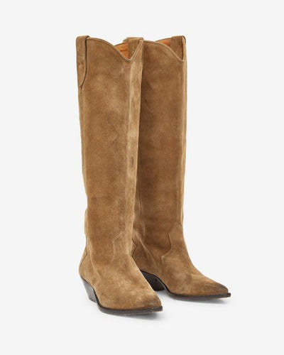 Stivali denvee texani in pelle di vitello scamosciata - Taupe - Woman - 7