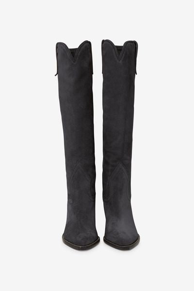 Bottes en cuir de veau velours lomero - Noir délavé - Woman - 4