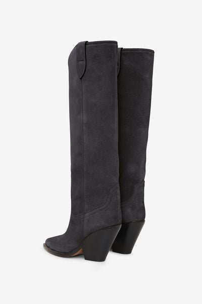 Bottes en cuir de veau velours lomero - Noir délavé - Woman - 2