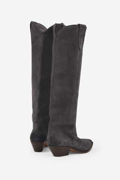 Bottes en cuir de veau velours lomero - Noir délavé - Woman - 5