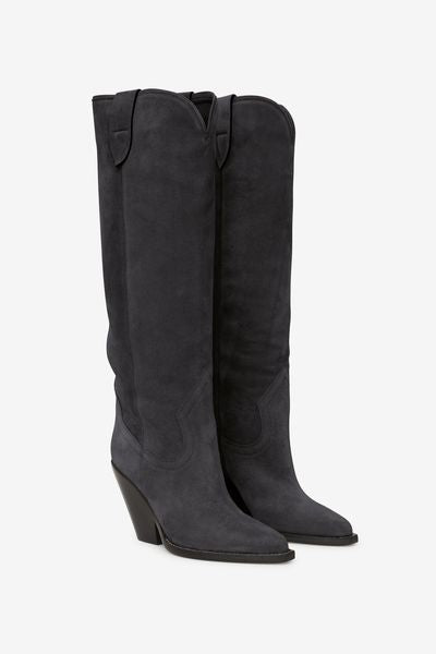 Bottes en cuir de veau velours lomero - Noir délavé - Woman - 3
