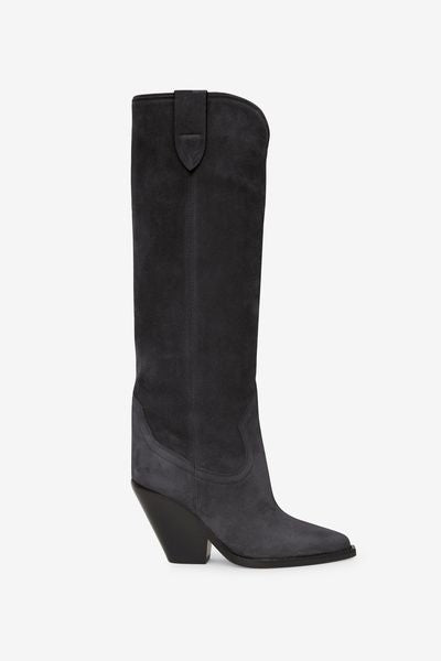 Bottes en cuir de veau velours lomero - Noir délavé - Woman - 1