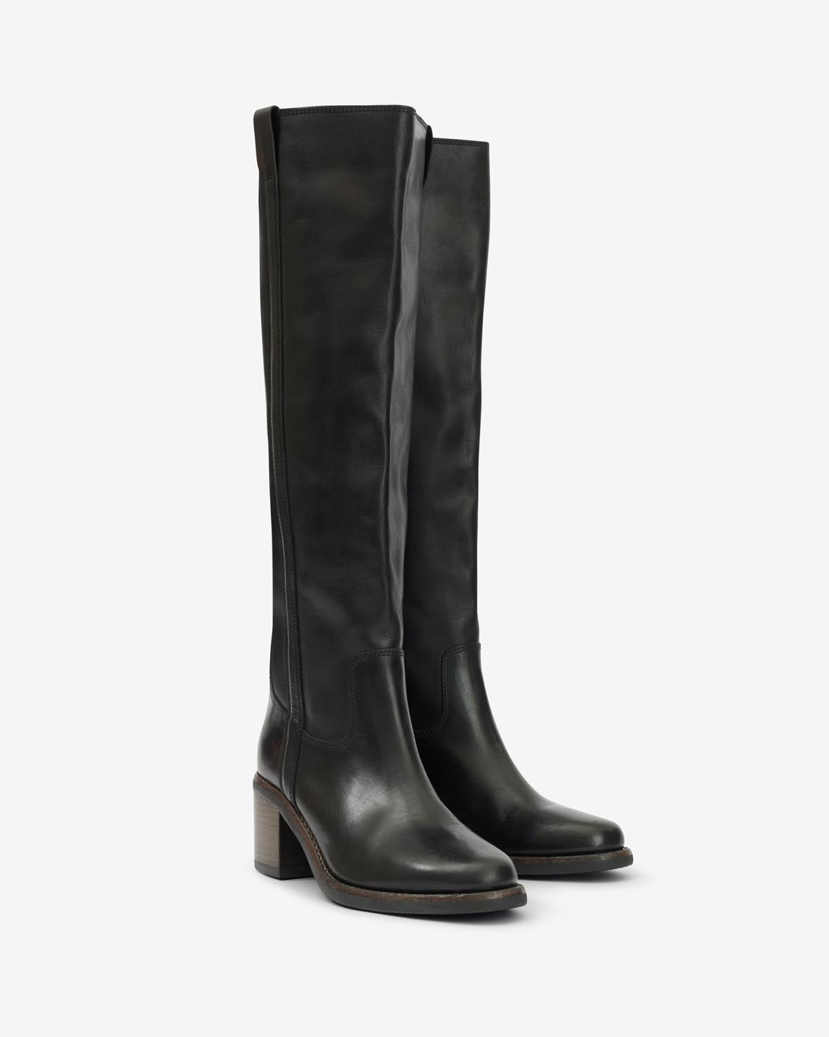 Bottes en cuir de veau velours seenia - Noir - Woman - 8