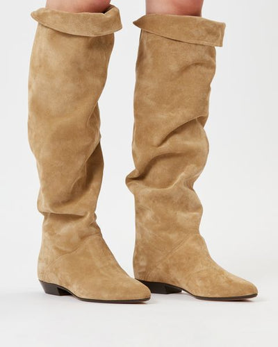 Skarlet suede leather hight boots - Taupe - Woman - 10