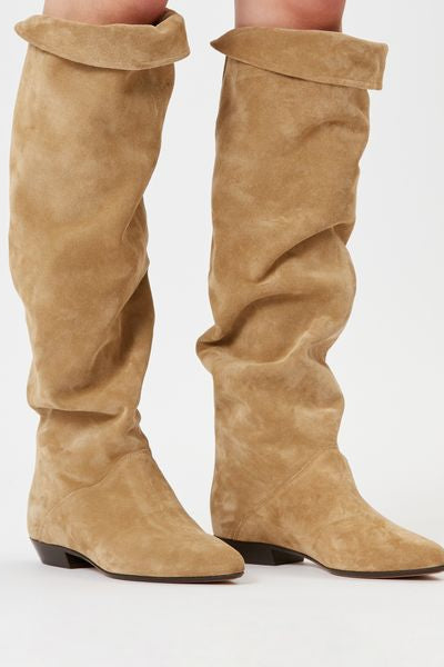 Skarlet suede leather hight boots - Taupe - Woman - 10