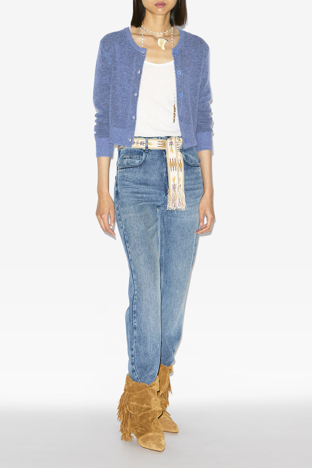 Cardigan nity in baby alpaca - Sky blue - Woman - 2