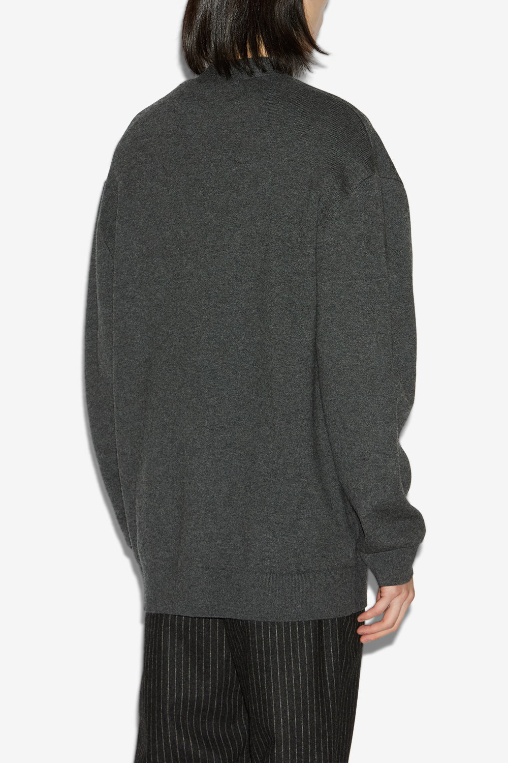 Curtis wool and cotton cardigan with logo - Anthracite - Man - 5