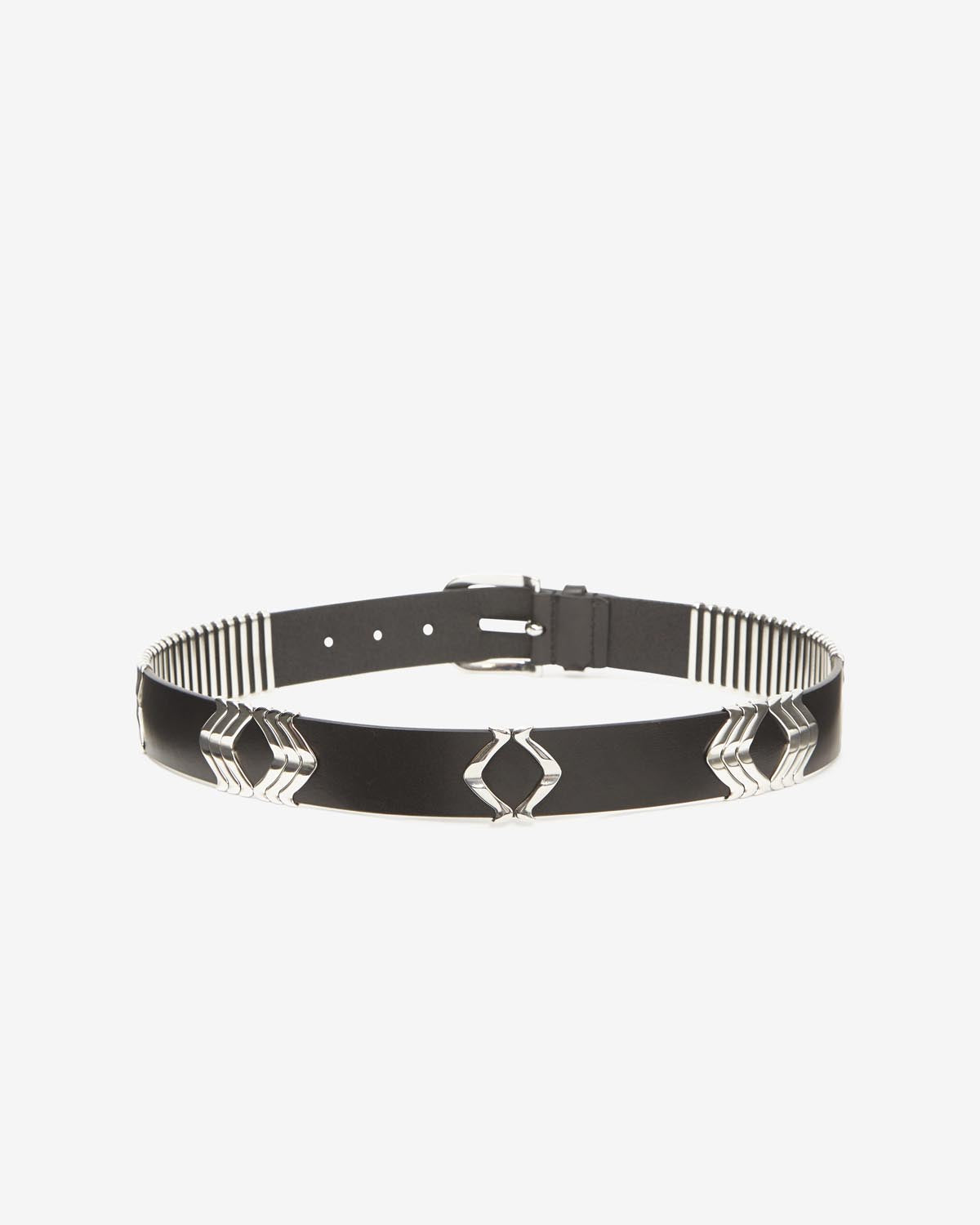 Ceinture en cuir de veau tehora - Noir et argenté - Woman - 4