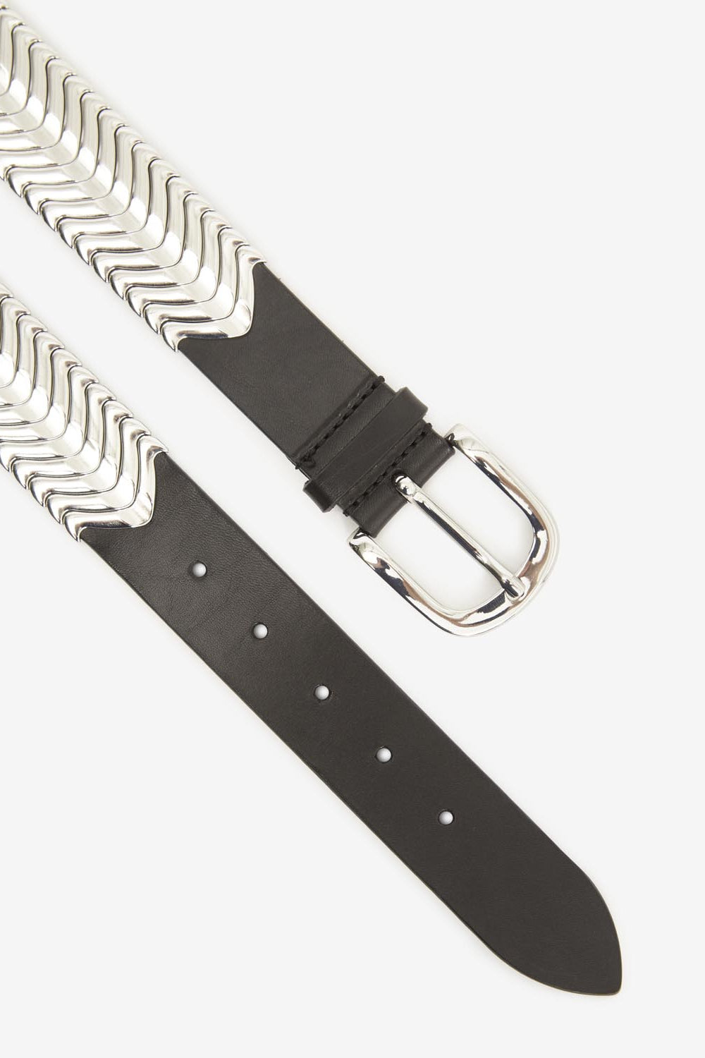 Cinturón de piel de becerro tehora - Black and silver - Woman - 8