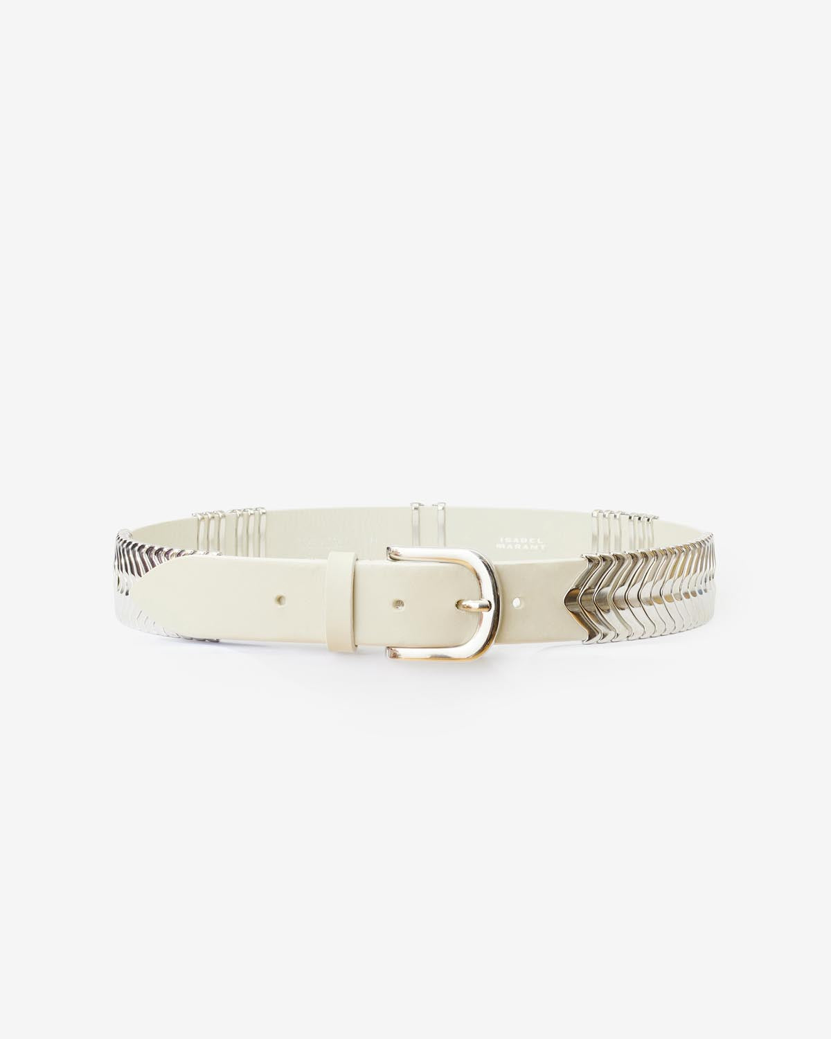 Tehora leather bucle belt - Chalk-silver - Woman - 1