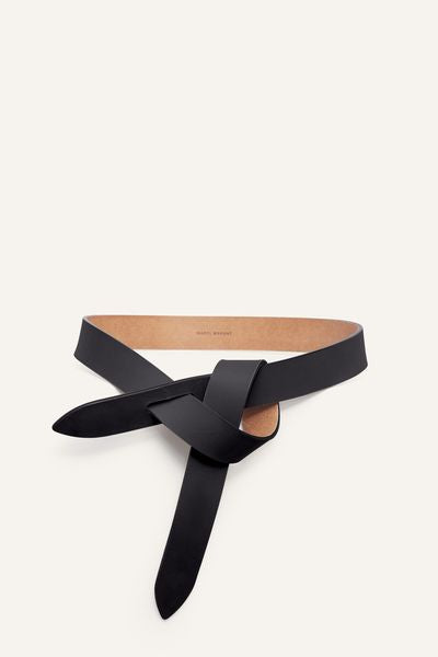 Lecce smooth leather tie belt - Black and natural - Woman - 5