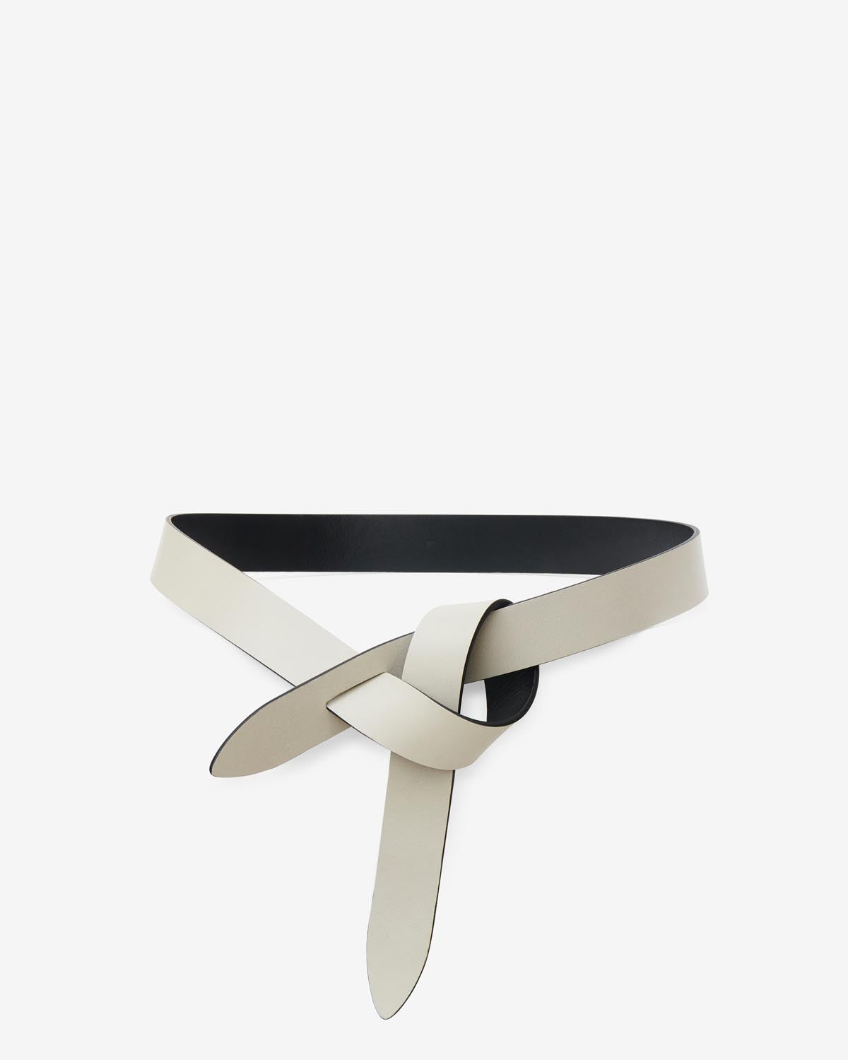 Lecce tie-up leather belt - Beige and black - Woman - 9