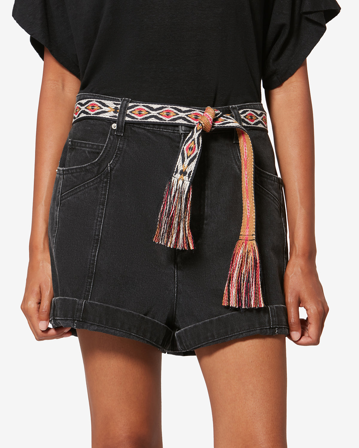 Etki 그래픽 자카드 직조 벨트 - Black and gold - Woman - 4