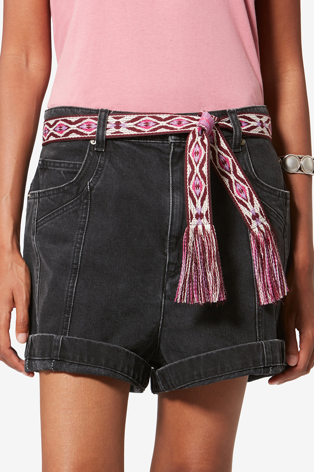 Cinturón etki tejido en jacquard gráfico - Pink-beige - Woman - 4