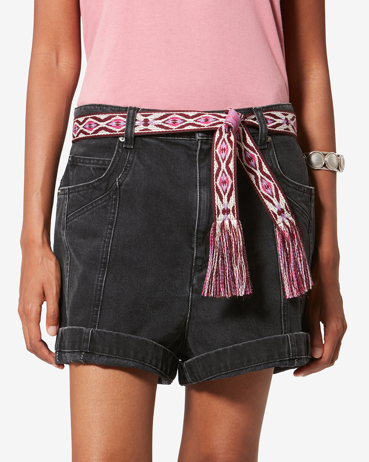 Gewebter gürtel etki mit grafischem jacquardmuster - Pink-beige - Woman - 4